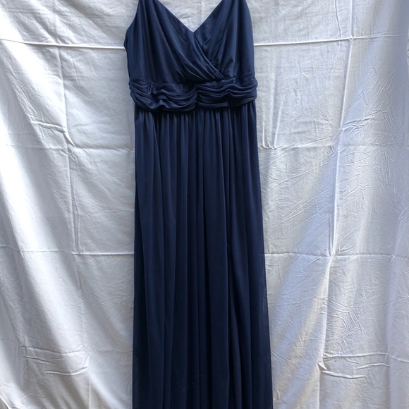 David's Bridal Marine Blue Mesh Bridesmaid Dress - Picture 3 of 3